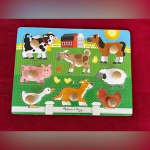 Melissa & Doug Baby's Wooden Jumbo On The Farm Animals Knob Puzzle